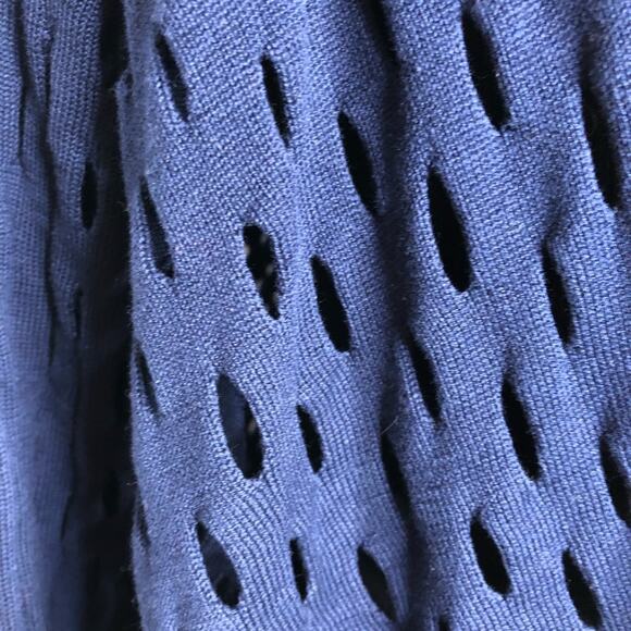Milly navy blue open circle knit open drape front silk blend cardigan size Small - Picture 4 of 14